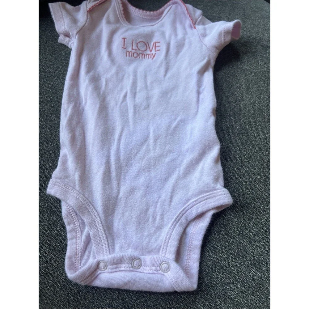 Baby‎ Girl Clothes Carter's 3 Month I Love Mommy Pink Trim Bodysuit